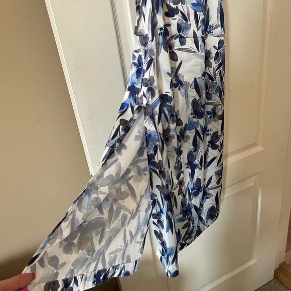 DKNY Floral Blue and White Belted Sleeveless Dress Women’s Size 2 - Picture 6 of 14